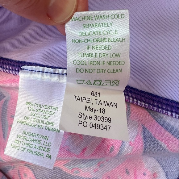 LILLY PULITZER Luxletic 21" Jolena Weekender Cropped Leggings, Royal Purple,L - Picture 9 of 9